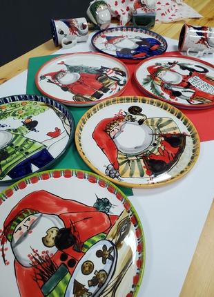 Christmas handmade ceramic plate Santa with Christmas Socks New Year 20232 photo