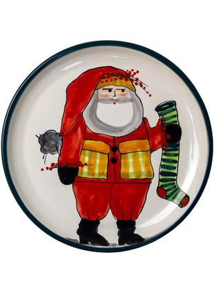Christmas handmade ceramic plate Santa with Christmas Socks New Year 20231 photo