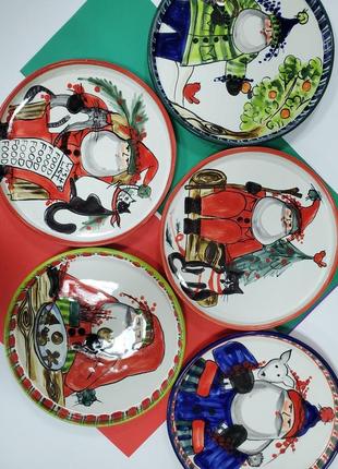 Christmas handmade ceramic plate Santa with Christmas tree New Year 20232 photo
