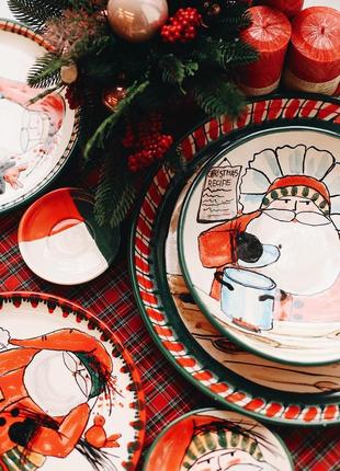 Christmas handmade ceramic plate Santa with Christmas tree New Year 20236 photo