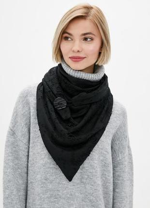 Stylish scarf female black trendy double-sided scarf with original clasp, unisex1 photo