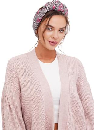 Turban headband, grey-pink knitted turban headband My Scarf2 photo