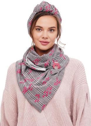 Set scarf + headband ! Stylish scarf female trendy double-sided scarf with original clasp,