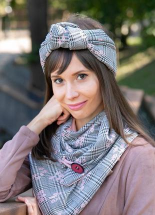 Set scarf + headband ! Stylish scarf female trendy double-sided scarf with original clasp,3 photo