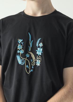 Men's t-shirt with embroidery "Picturesque trident" white3 photo
