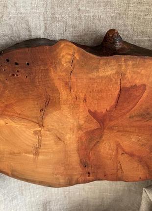 Tree ring natural edge wood plate | hand-carved from pear wood2 photo