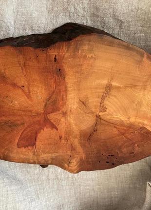 Tree ring natural edge wood plate | hand-carved from pear wood5 photo
