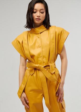 Overalls Eco leather Color Mustard3 photo