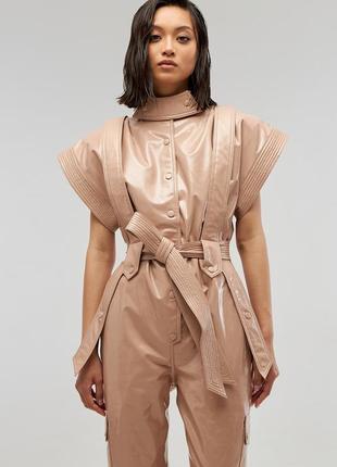 Overalls Eco-leather Lacquer Color - Ivory5 photo