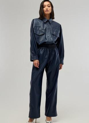 Pants suit made of eco-leather Color - blue1 photo