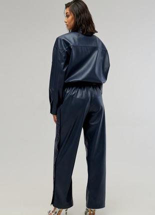 Pants suit made of eco-leather Color - blue4 photo