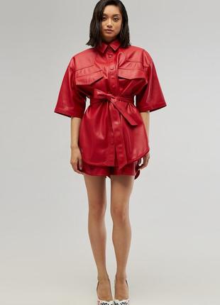 Costume. Shirt + Shorts Eco - leather Color - Red2 photo