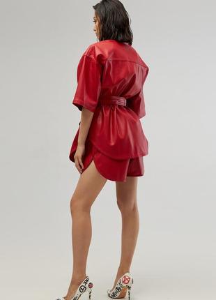 Costume. Shirt + Shorts Eco - leather Color - Red5 photo