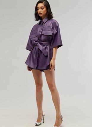 Costume. Shirt + Shorts Eco - leather Color - Violet2 photo