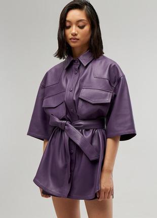 Costume. Shirt + Shorts Eco - leather Color - Violet3 photo