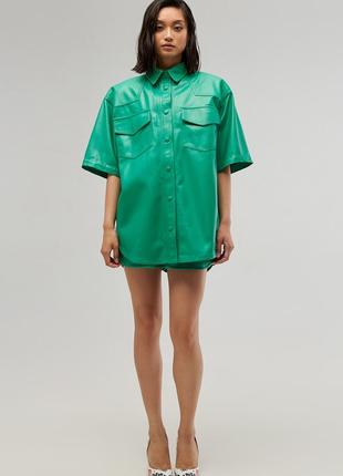 Eco leather shirt Green color
