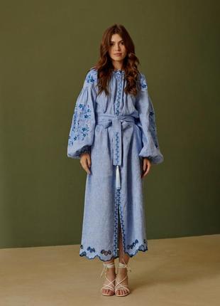 The dress is embroidered Women's Color - Blue1 photo