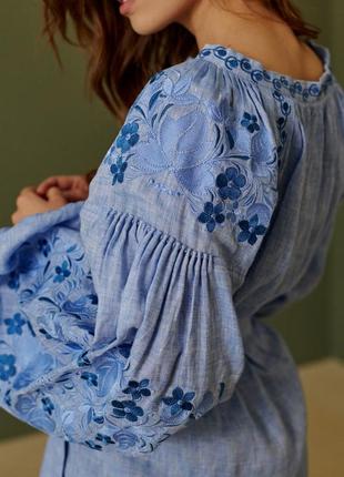The dress is embroidered Women's Color - Blue3 photo