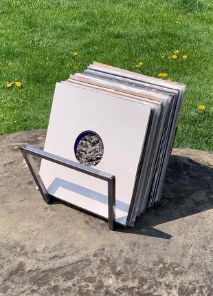 Metal vinyl storage // Smart edges record holder // Stainless steel stand1 photo