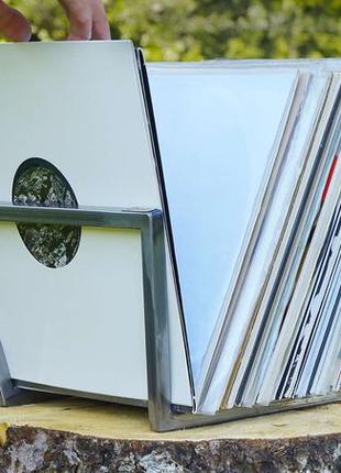 Metal vinyl storage // Smart edges record holder // Stainless steel stand3 photo