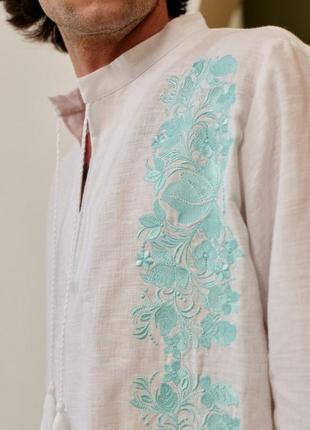 Men's embroidered shirt The color is white2 photo