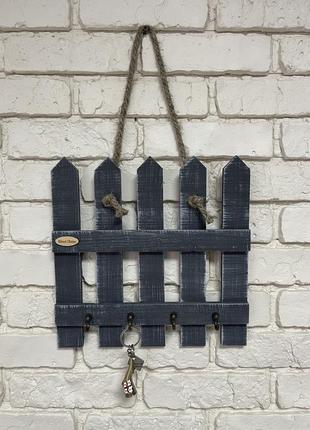 Key holder wall wooden gray-white 30x30