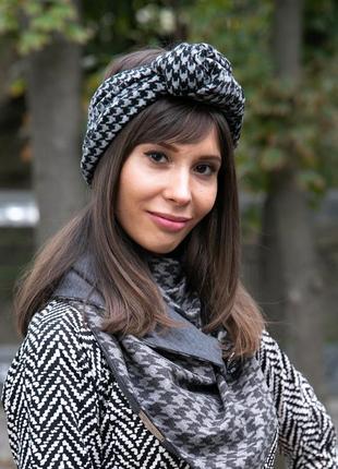 Headband + scarf set (Stylish scarf  double-sided scarf with original clasp, unisex)1 photo