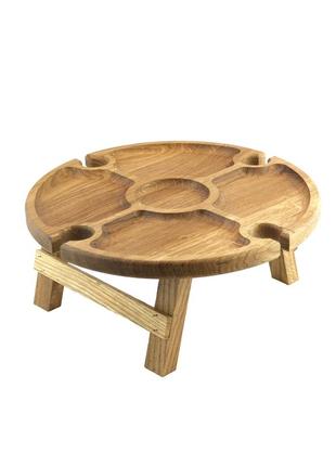 A wine table with a 5-section side table made of oak with a diameter of 35 cm and a height of 22 cm.