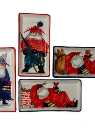 Christmas Handmade Ceramic Rectangular Dish Santa with Christmas tree New Year 20232 photo