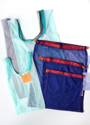 Set "Market", 6 tote mesh Bags for products, handmade. String bag, packing, bag.