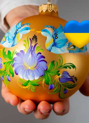 Petrykivka Peacock Bird Christmas Ornament, Hand Painted Xmas Bauble