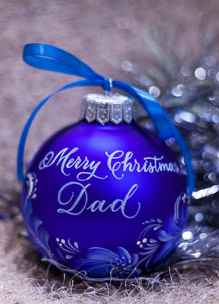 Blue Floral Hand Painted Ukrainian Christmas Ornament8 photo