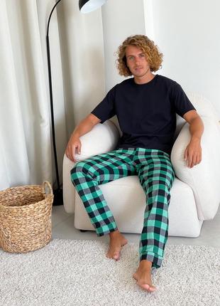 Men's pajama set COZY (pants + T-shirt) green/black10 photo