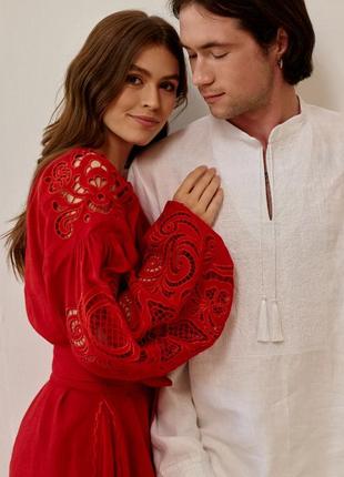 Vyshyvanka is a long dress. Color - Red3 photo