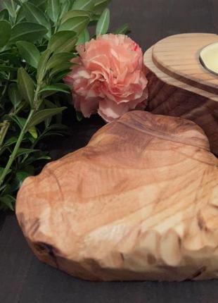 Heart shaped wood tealight candle holder wooden heart3 photo