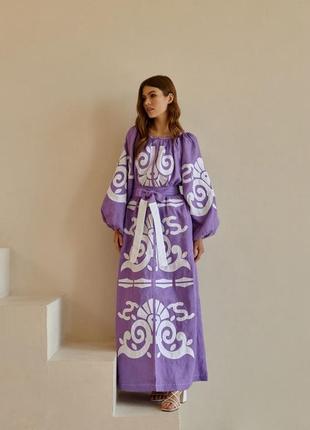 Vyshyvanka is a long dress. Color - Violet