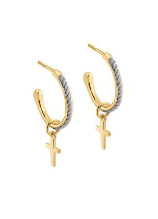 Omega earrings with Cross loop charm