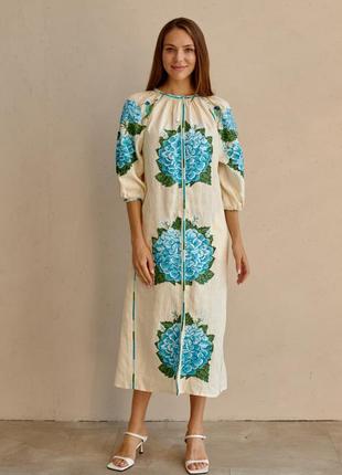 Mida's embroidered dress "Hortensia" Color - Cream1 photo