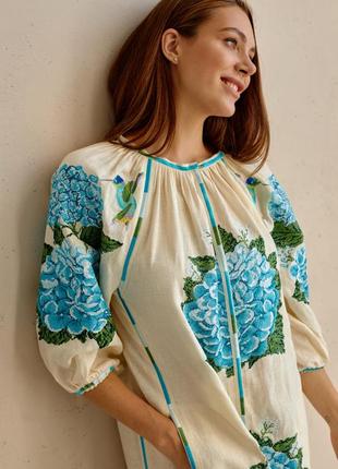 Mida's embroidered dress "Hortensia" Color - Cream2 photo