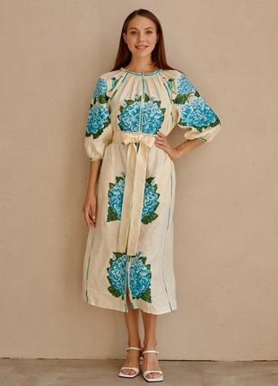 Mida's embroidered dress "Hortensia" Color - Cream4 photo