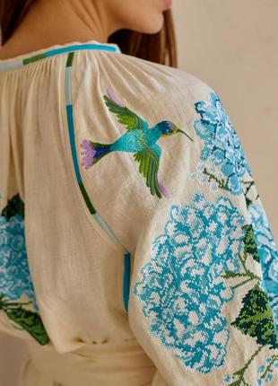 Mida's embroidered dress "Hortensia" Color - Cream6 photo