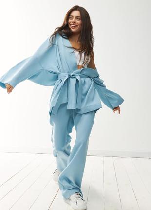 Natural Tencel KIMONO set BLUE7 photo