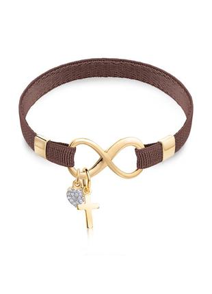 Polo Infinity ribbon bracelet with Cross and Zirconium Heart charms