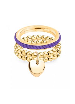 Mini bead ring with Heart loop charm and Omega ring set