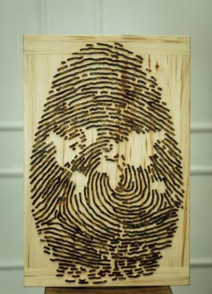 Fingerprint wall art carved wooden wall hanging for a modern home wall art burnt wood