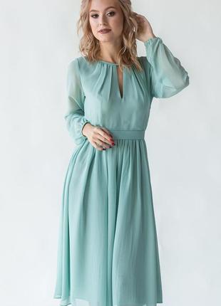 Cocktail dress with keyhole neckline | Sage | Emerald2 photo