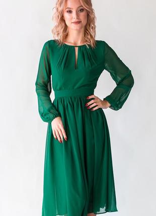 Cocktail dress with keyhole neckline | Sage | Emerald5 photo