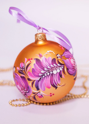 Ukrainian Art Christmas Tree Ornament - Gold and Purple3 photo
