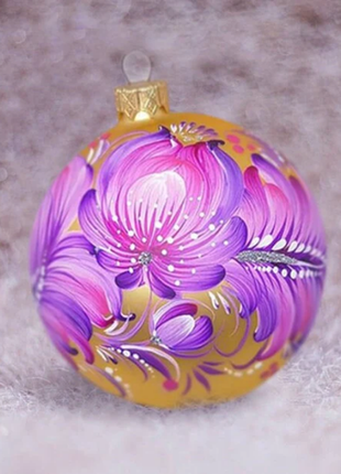 Ukrainian Art Christmas Tree Ornament - Gold and Purple4 photo