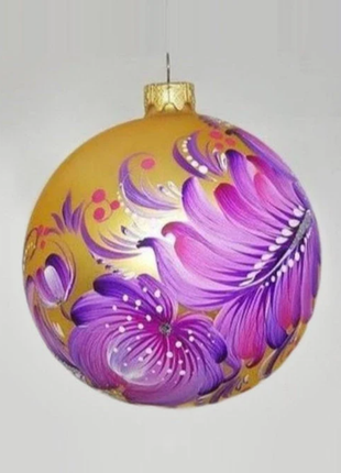 Ukrainian Art Christmas Tree Ornament - Gold and Purple5 photo